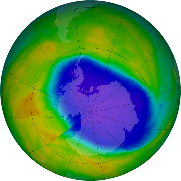 Antarctic ozone map for 23 October 1996